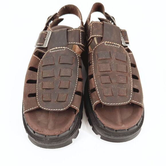 Vintage Jammers Brown Leather Platform Fisherman Sandals - Picture 5 of 12